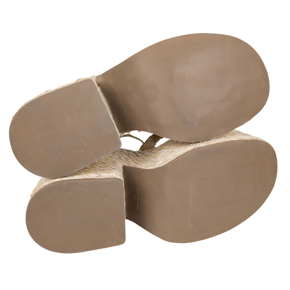 LARROUDE Carmen Raffia Platform Heeled Sandal Beige Open Toe Women's 10 - Picture 7 of 9